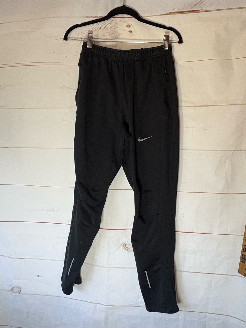 Nike Black Athletic Track Pants with Reflective Swoosh